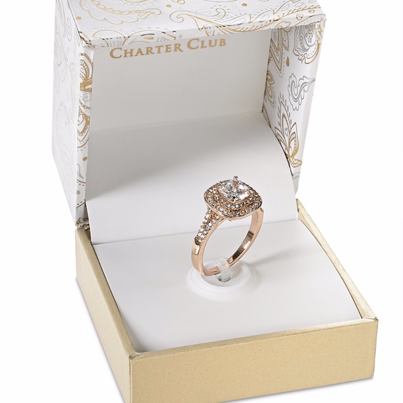 ✨Double Halo Crystal Center Ring Rose Gold - Picture 3 of 8